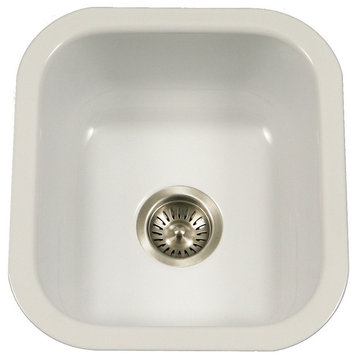 Houzer PCB-1750 WH Porcela Porcelain Enamel Steel Undermount Bar Sink, White
