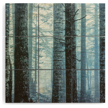 Nature Magick Blue Wanderlust Forest Fog Wood Wall Mural