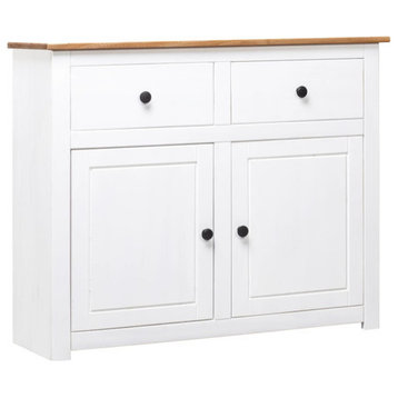 vidaXL Sideboard 2-Drawer Cupboard Sideboard Buffet Cabinet White Solid Pinewood