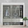 Frameless Sliding Closet Bypass Glass Door With Desing, 60"x80", Non-Private