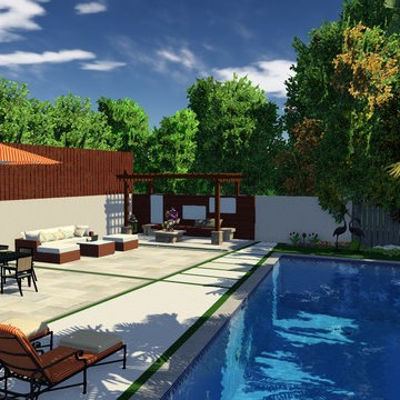 Modern Backyard | Lap Pool and Custom Pergola