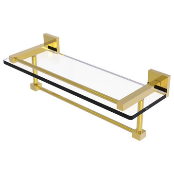 Montero 16" Glass Shelf with Towel Bar, Polished Brass