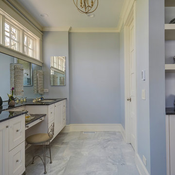 Serene Master Bath with Floating Shelves