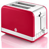 Swan ST19010RN Retro 2 Slice Toaster, 7.1"x10.2"x6.3", Red