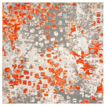 Safavieh Madison Mad425H Contemporary Rug, Gray and Orange, 12'0"x12'0" Square