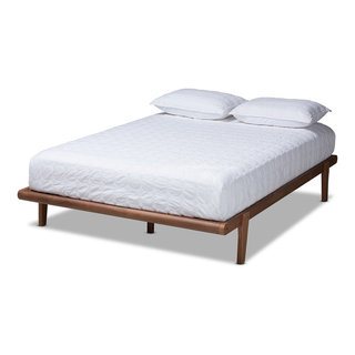 Hadley Mid Century Modern Walnut Brown Wood Full Platform Bed