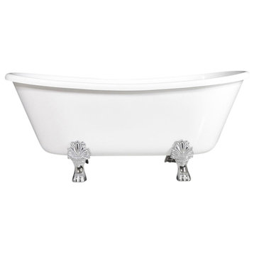 Sansiro Federigo 67" WHITE CoreAcryl Acrylic French Bateau Clawfoot Tub & Drain