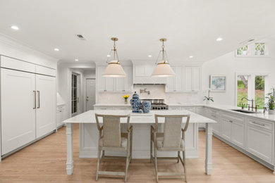 Kitchen  Featuring Inset Cabinets & Bianco Rhino Marble
