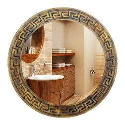 Asian Style Round Carved Bathroom Mirrors - Bathroom Mirrors