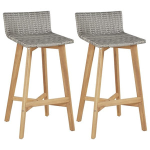 Felix Woven Black Rattan Patio Bar Stool - Restaurant Outdoor Bar