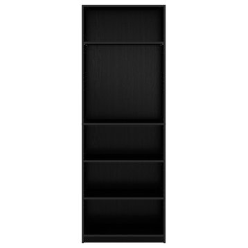 Teo 5-Shelf Narrow Bookshelf With 3 Adjustable Shelves, Black