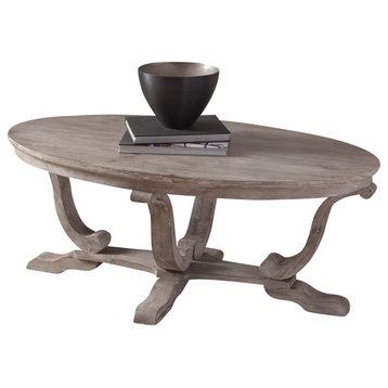 Liberty Furniture Graystone Mill Oval Cocktail Table, Stone White