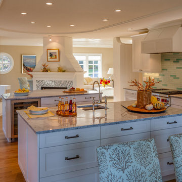 Open Kitchen with Double Island - Sea Change - Custom Home - Cape Cod, MA