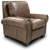 Valencia 100% Top Grain Hand Antiqued Leather Traditional Recliner, Taupe