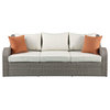 ACME Salena Patio Sectional and 2 Ottomans, Beige Fabric and Gray Wicker