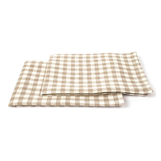 Set of 2 Black Natural Linen Tea Towels Chevron - LinenMe