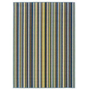6 x 9 American Trails Caspian Modern Indoor/Outdoor Rectangular Striped Rug Blue 6' x 9' 