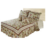 Collection - Rose Garden Reversible Quilt Set, Queen - Sleep soundly and luxuriously with DaDa Bedding's Rose Garden Quilt 3-5 PCs Bedding Set. Add elegance and style to any room with a light weight delicately embroidered quilt and shams with light and soft colors that work with almost any color decoration. Material 100% cotton face and back, 70% cotton 30% poly fill. Also it could be dry clean or machine wash warm, tumble dry gentle/ low or drip dry, and use mild detergent and no bleach. Enjoy this extremely soft and harmonized ivory floral patchwork design quilt set for a warmer and vibrantly colorful room!