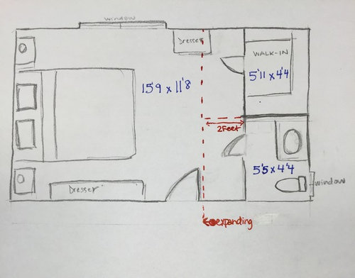 Master Bedroom 2 Piece Bathroom To Expand Add Shower Or Not - How To Put A Bathroom In Closet