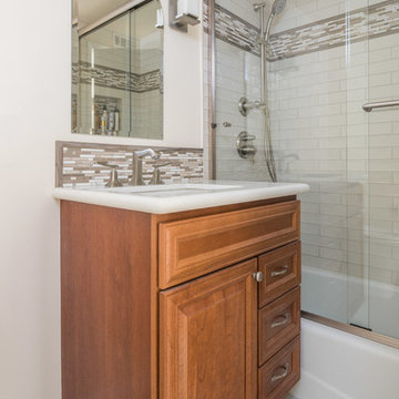 Arcadia Guest Bathroom with Subway Tile Shower and Modern Fixtures