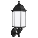 Sea Gull Lighting - Sea Gull Sevier Large 1Up Light Outdoor Wall Lantern, Black/Satin - The Sea Gull Collection Sevier one light outdoor wall fixture in black enhances the beauty of your property, makes your home safer and more secure, and increases the number of pleasurable hours you spend outdoors. The Sevier outdoor collection by Sea Gull Collection brings timeless design to new heights with its traditional design details found in classic outdoor fixtures as well as an open bottom for easy maintenance. Made of durable cast aluminum, a multi-level crown, top finial and stepped-edge back plate complete the traditional look. Offered in Antique Bronze or Black finish, both with Clear glass, the collection includes a one-light outdoor pendant, one-light post lantern, a large one-light up light outdoor wall lantern, a small one-light up light outdoor wall lantern, a small one-light downlight outdoor wall lantern, and a large one-light downlight outdoor wall lantern.