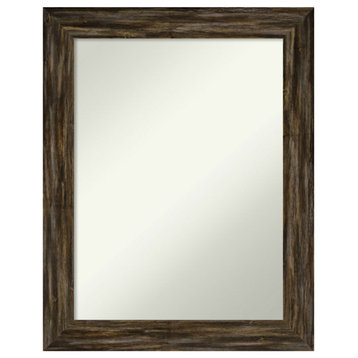 Fencepost Brown Narrow Non-Beveled Wood Wall Mirror - 22.5 x 28.5 in.