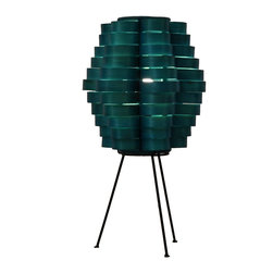 Bamboo Petal Slat Table Lamp | Sea Blue - Table Lamps