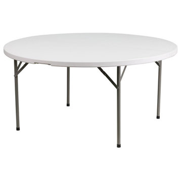 5' Round Granite White Plastic Folding Table