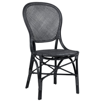 Rossini Rattan Dining Side Chair - Black