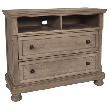Furniture Allegra 2-Drawer Wood Media Console in Pewter