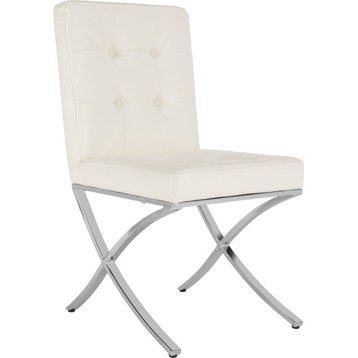 Walsh Tufted Side Chair - White, Chrome