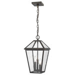 Z-LITE - Z-LITE 579CHB-ORB 3 Light Outdoor Chain Mount Ceiling Fixture, Rubbed Bronze - Z-LITE 579CHB-ORB 3 Light Outdoor Chain Mount Ceiling Fixture,Rubbed BronzeIlluminate an exterior front or back yard space with a classic fixture reflecting a charming village theme. Made from Rubbed Bronze metal and seeded glass panels, this three-light outdoor chain mount ceiling light brings a design-forward look to wrap up a tasteful and functional patio or porch space. A transitional-style frame with bold glass panels make this a truly timeless collection. Offered in wall mount, pendants and even post lights, the Talbot family is available in two finishes, Midnight Black with Clear beveled glass panels or Rubbed Bronze with Seeded Glass Panels.Style: Transitional, Traditional, Frame Finish: Rubbed BronzeCollection: TalbotShade Finish/Color: SeedyFrame Material: Stainless SteelShade Material: GlassActual Weight(lbs): 10Dimension(in): 10(W) x 18(H) x 10(L)Chain/Rod Length(in): 60"Cord/Wire Length(in): 110"Bulb: (3)60W Candelabra Base(Not Included),DimmableUL Classification: CUL/cETLuUL Application: Wet