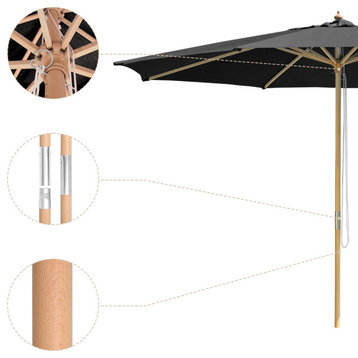 Yescom XLarge Shade 13Ft Wood Patio Umbrella 8 Rib Heavy for Outdoor Garden