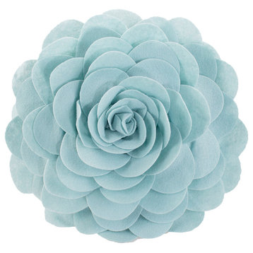 Eva's Flower Garden Decorative Throw Pillow, 13" Round, Aqua