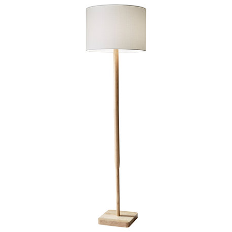 Ellis Floor Lamp, Natural Rubber Wood