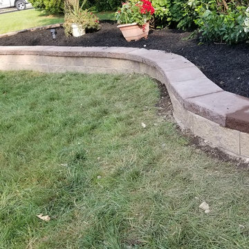Block Retaining Garden Wall - Cambridge Sigma 8 - Toffee / Onyx with Mocha Cap