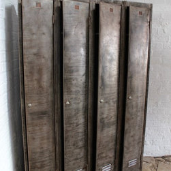 Warner Set of 4 Vintage Stripped Steel School/Gym/Sports Lockers - Wardrobes and Armoires