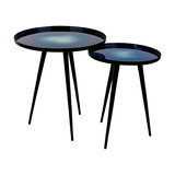 2-Piece Set of Deep Sea Blue Enamel Oil Drop Effect Tables