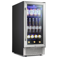 15 Inch Beverage Refrigerator Buit-in Wine Cooler Mini Fridge Clear Glass Door
