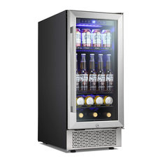 15 Inch Beverage Refrigerator Buit-in Wine Cooler Mini Fridge Clear Glass Door