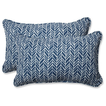 Out/Indoor Herringbone Rectangular Throw Pillow, Set of 2, Ink Blue