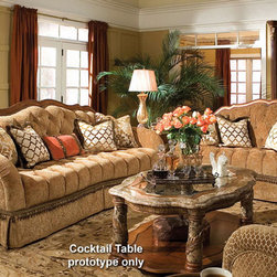 Villa Valencia Classic Chestnut 2 PC Sofa Set by Michael Amini - Futons