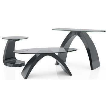 Furniture of America Pelletoni Wood 3-Piece Coffee Table Set in Gray