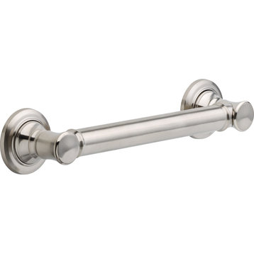 Delta BathSafety 12" Traditional Decorative ADA Grab Bar, Stainless, 41612-SS