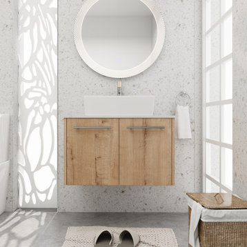 BNK 30 Inch Bathroom Vanity With Sink, Modern Wall Mount Bathroom Vanity Set, Rectangular Basin, 30 Inch