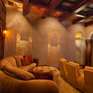 Home theater - mediterranean home theater idea in Austin