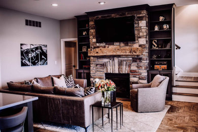 Inspiration for a modern living room remodel in Detroit