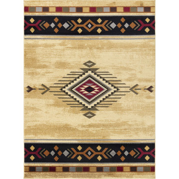 Yellowstone YLS4003 Cream 5 ft. 3 in. x 7 ft. 3 in. Southwest Area Rug