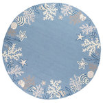 KAS Rugs & Home - Sonesta 2024 Sea Blue Coastal Rug, 7'6" Round - Sonesta 2024 Sea Blue Coastal 7'6" Round. Hand-Hooked of 100% Polyester with Cotton Backing. Made in China. Vacuum regularly & spot clean stains. Professional cleaning recommended periodically.