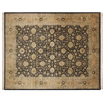 Bareens Designer Rugs - Lahore Pak-Persian Marla Black/Dark Gold Area Rug, 10'1"x14'0" - These Meticulously handcrafted Pak-Persian rugs are a reproduction of Persian rugs, made in Pakistan with unique Mughal designs. Using the same Persian texture, design and dying technique, we wanted to produce the most significant manifestation of the Persian art, life and culture. This collection consists of the finest quality rugs made by Pakistani master weavers, who have passed down the skill from generations. Featuring great traditional old Mughal and Agra designs brought from Iran and Turkey, Pak-Persian rugs made with Persian weave with high knot counts, which enables the high intricacy and detail found in the patterns.